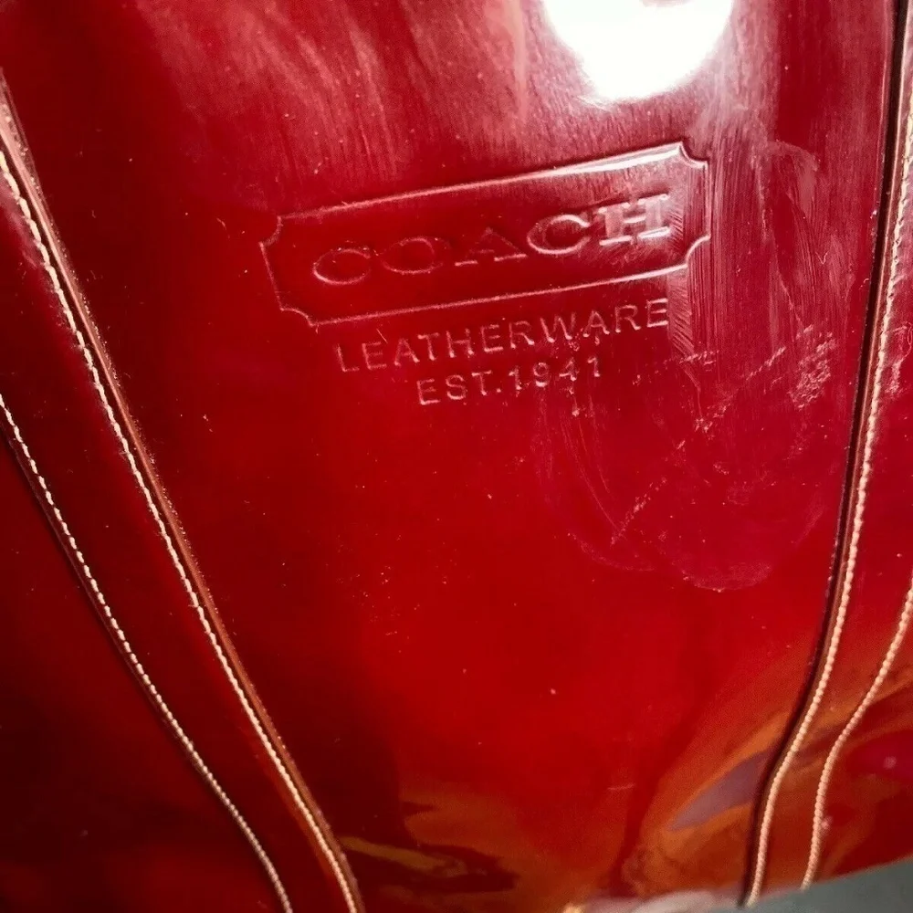 Coach F12838 Burgundy Red Wine Patent Leather Tote